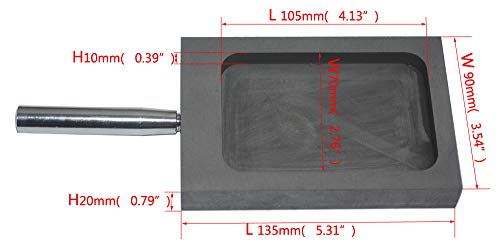 LLF Gold-Silber-Graphit-Barrenform, Tiegel zum Schmelzen, Gießen, Verfeinern mit Metallstange (1 kg (flach))