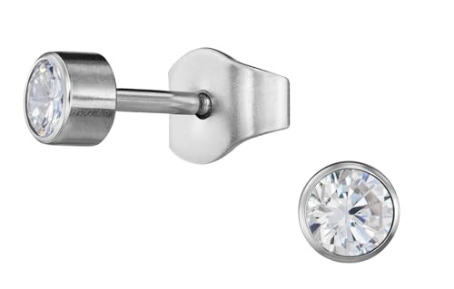 Pendientes de hombre Traveller antialérgicos de acero inoxidable y circonitas