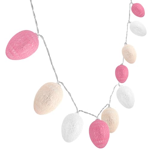 Gardeningwill 10Ft 30 LED Pink White Easter Egg String Lights – Battery Operated Fairy Lights for Indoor & Outdoor Easter Tree, Mantel, Table Decoration