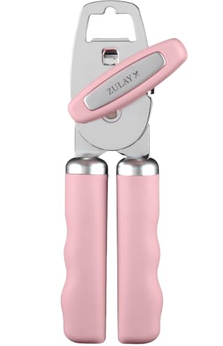 Image of Zulay Kitchen Manual Can Opener Heavy Duty Patented Stainless Steel, Pink
