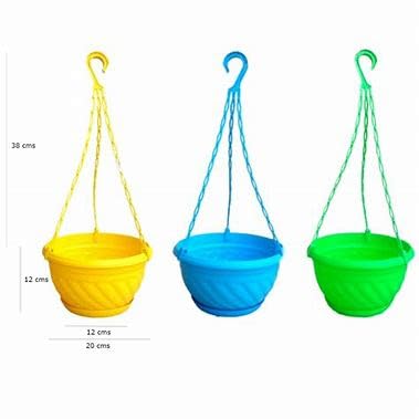 Image of KUMUDAM Plastic Hanging Basket (Brown) Pack of 10 | Hangers for Pots | Planter Holder | Plastic Hanging Basket Hooks | Flower Pot Hangers for Outdoor and Indoor |