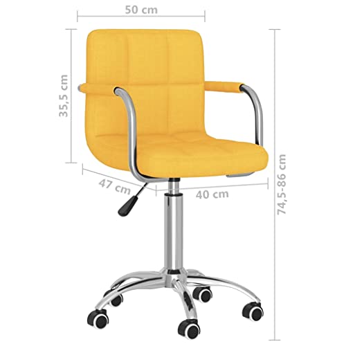 Chaise pivotante de bureau jaune moutarde avec coussin réglable - 3