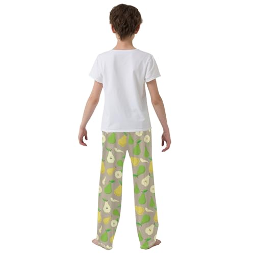 ZZXXB Pear Boys Long Pants Soft Trousers Elastic Waist Kids Lounge Bottoms with Pockets S-XL3