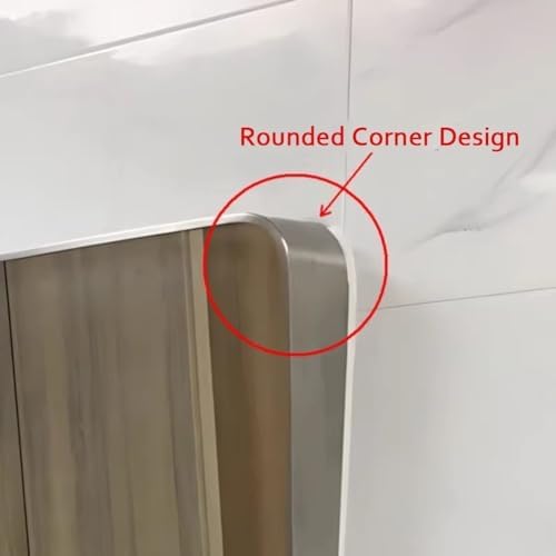 Stainless Steel Fixed Tilt Bathroom Mirror with Rounded Corners, 70x50cm, Vertical Hanging Design, Modern Silver Finish for Home Decor & Vanity Use