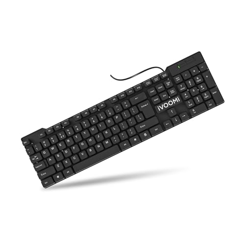 iVOOMi Quest Wired USB Keyboard, BIS Approved, Full-Size Layout with Numeric Pad, Plug & Play USB Interface, UV Printed Key, 120cm Long Wire, Rupee Ke