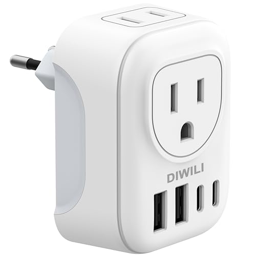 DIWILI European Travel Plug Adapter, International Plug Adapter with 2