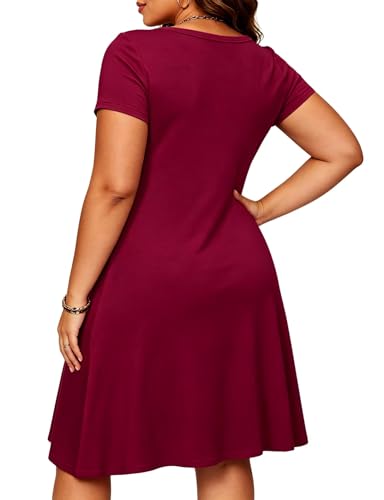 Image of Afibi Womens Short Sleeve Loose Pockets Dress Casual Swing T-Shirt Dresses
