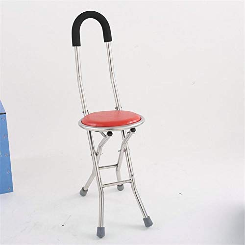 Walker Adjustable Folding Walking Cane Chair Stool with Adjustable Height Cane Seat -Anti-Skid