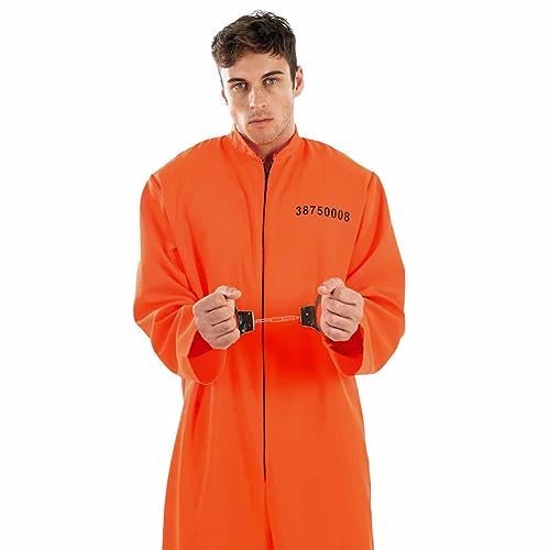 fun shack Prisoner Costume Men,Inmate Costume Men, Convict Costumes, Halloween Costumes for Adults