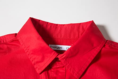 Image of Tronjori Boys Short Sleeve Button Down Casual Woven Shirt Two Pockets