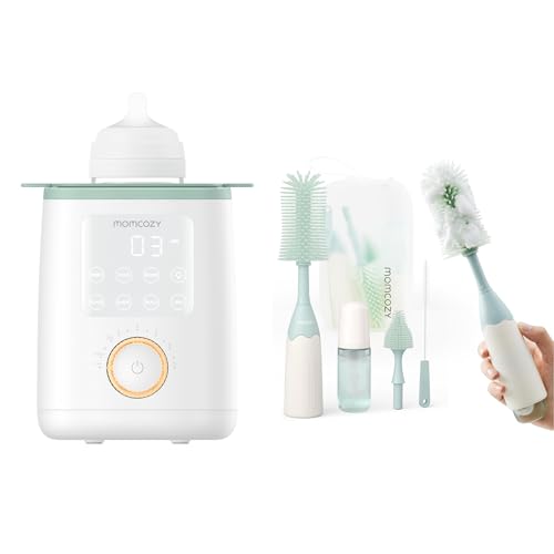 Image of Momcozy Nutri Bottle Warmer & Momcozy Bottle Brush Kit Green