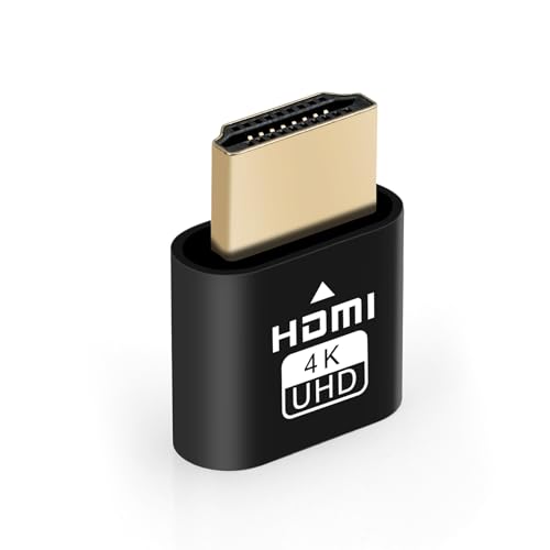 AXFEE Dummy Plug Headless Ghost Display, Emulator Premium Aluminum, Plug-and-Play, Kompatibel mit PC HDMI Spielkonsolen（Fit Headless-1920x1080 New 4RD@60Hz） (2K-1P)-Schwarz