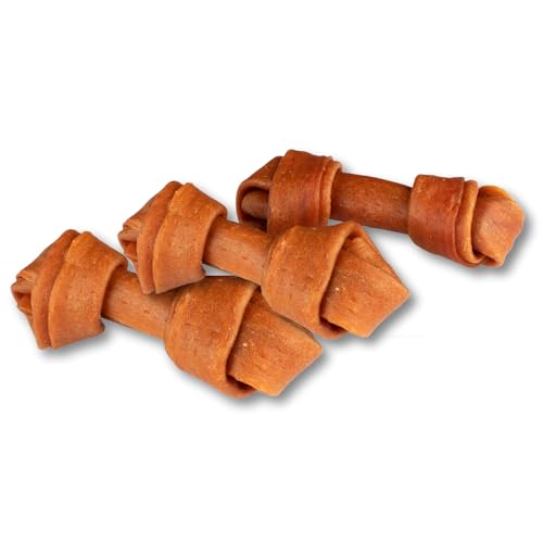 Ultra Chewy Turkey Tendon Knotted Bones for Dogs - Premium All-Natural, Hypoallergenic, Long-Lasting Dog Chew Treat, Easy to Digest, Ingredient Sourced from USA (5 Inches - 3 Pack)