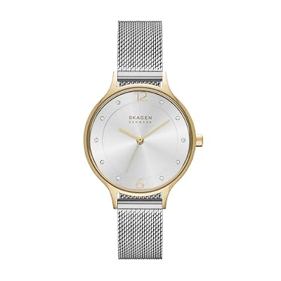 Skagen Orologio Anita Lille da donna, movimento al quarzo a tre lancette con cinturino in acciaio inox a mescola, 30 mm, Tono argento e tono oro