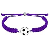 Soccer Bracelet, Soccer Jewelry, Adjustable Unisex Soccer Paracord Bracelets - Soccer Gift (Purple)