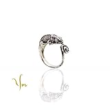 Chameleon Ring in Sterling Silver, Handmade Silver Reptile Jewelry, Silver Lizard Ring