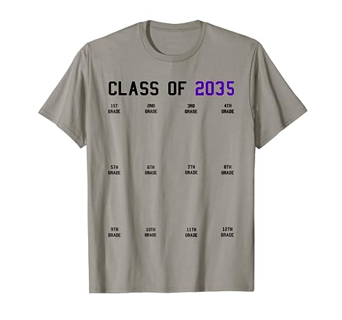 Clase de 2035 Grow with Me Graduación Primer Día Huellas Camiseta