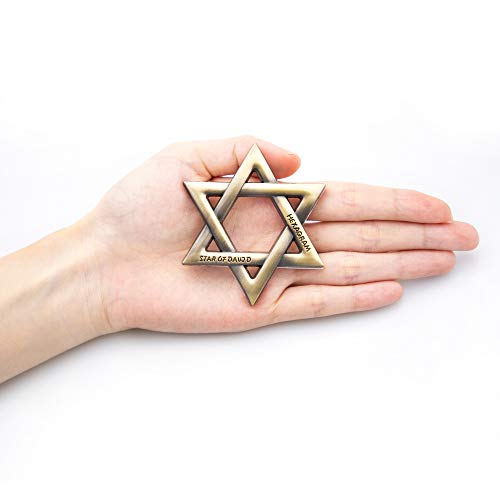 2 Pcs 3D Hexagram Six Pointed Star Metal Emblem Car Motorcycles Side Emblem Badge Decal Auto Styling Car Accessories (Bronze) #TOP1