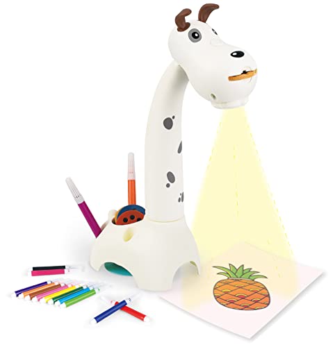 Brinquedo Recreativo Cachorro Projetor para Desenhos com 6 Projeções + 48 desenhos + 12 Canetas Poli