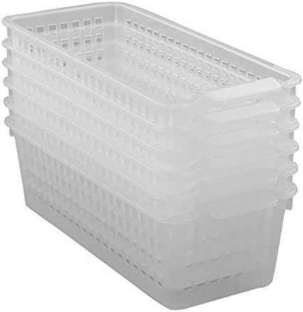 Clear Small Plastic Pencil Storage Baskets, Pack of 6