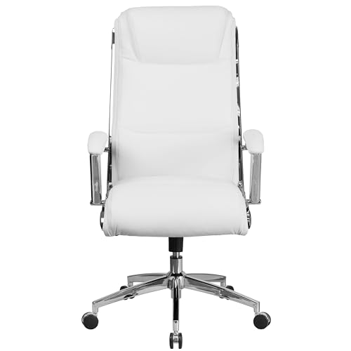 Flash Furniture High Back Designer White Leather Executive Swivel Office Chair with Padded Arms & Chrome Base by Flash Furniture - Image 5