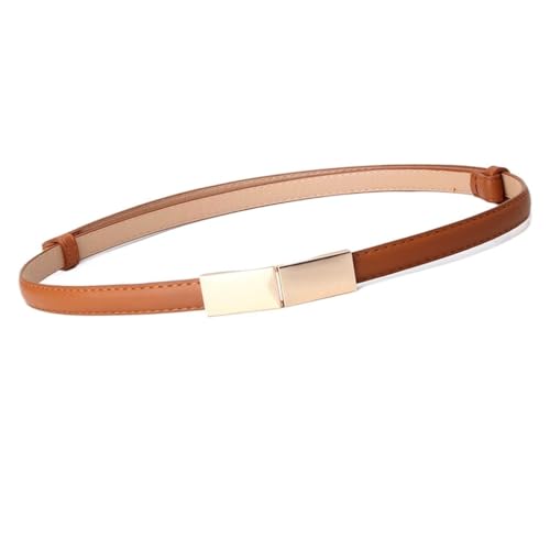 HBJWOV Women's Dark Leather Adjustable Belt Versatile Dress Sweater Decoration Small Belt Women's Belt(Orange)