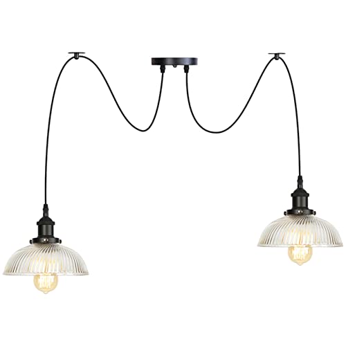 Lustre En Verre Industriel Noir Alliant Robustesse du Métal et Élégance Rétro