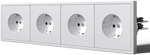 BSEED Steckdose mit Krallen, Matt Wandsteckdose Unterputz, EU-Standard Einbausteckdose, Einfach Montage, C-Serie,4 Fach,290mm Weiß