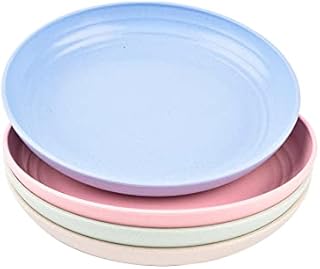 Faumsut Plastic Plates, Christmas Plates Set of 4, Reusable Dinner Plates Set Plastic Cutlery Plate Set, Unbreakable Plate Set for Travel Picnic Camping or Daily Use (15cm)