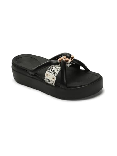 Image of ELLE Women Textured Platform heel sandal with Chain Detail