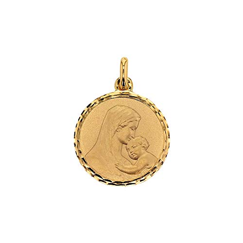Médaille Vierge et l'enfant en Or 375 avec sa somptueuse bordure diamantée