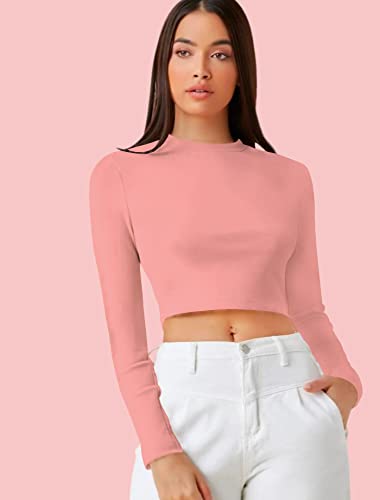 Image of Dream Beauty Fashion Women's Casual Round Neck Long Sleeves Stylish Crop Top - 17 inch Inches (Tee-Tally 02)