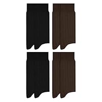 MASH Kit 4 Pares de Meias Mista Canelada Meia Social Masculina Adulto, 2 Marrom - 2 Preto, 39-43