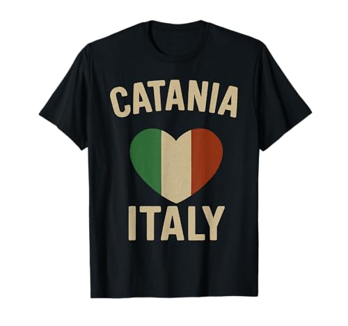Catania Italia Sicilia Lover Bandera Italiana Corazón Camiseta