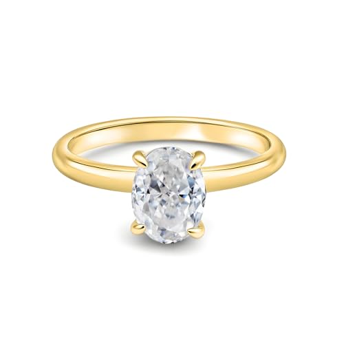 1/2/3 CT Center Moissanite Engagement Rings for Women, 10K/14K/18K Solid Gold Solitare Round/Oval/Pear/Princess/Cushion/Marquise/Radiant Cut Bridal Set Wedding Anniversary Band for Her Wife