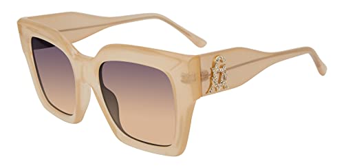 Steve Madden Women's Female Sunglasses Style Davina Rectangular, Milky Tan/Smoke Gradient, 53Mm, 20Mm #TOP22