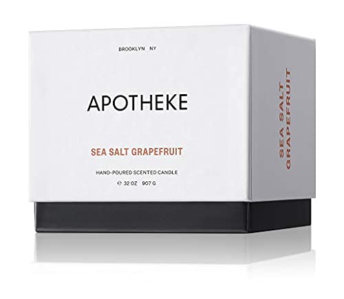Apotheke Luxury Scented 3-Wick Jar Candle, Sea Salt Grapefruit, 32 Oz - Large - Grapefruit, Pepper, Mint & Tarragon Scent, Strong Fragrance, Aromatherapy, Long Lasting, Hand Poured In Usa #TOP29