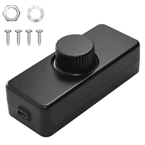 Regulador de intensidad LED de 230 V, para bombillas LED regulables, CA 220-240 V/50 Hz, 3-100 W, regulador de fase, color negro – Interruptor giratorio en línea con protección múltiple