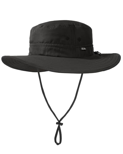 FURTALK Sun Hats for Men Women Packable Wide Brim Summer UV Protective Bucket Hat UPF 50+ Hat for Fishing Hiking Black