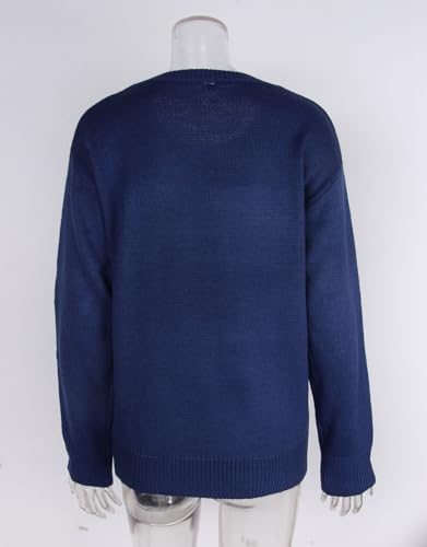 Image of Women's American Flag Pullover Sweaters Long Sleeve Crew Neck Knit Sweater