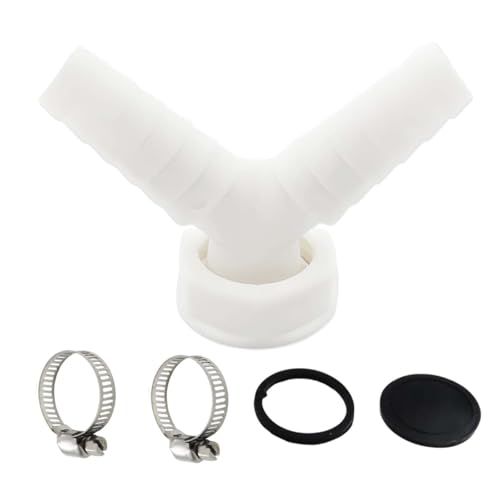Washing Machine Waste Splitter Set, Washing Machine Waste Pipe Connector Y Connector with Hose Clamp Drain Pipe Connectors Double Connection, Suitable for Household Use