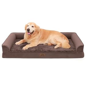 Dog Beds for Extra Large Dogs, Waterproof Memory Foam Dog Bed with Sides,Non-Slip Bottom and Egg-Crate Orthopedic Dog Couch Bed with Washable Removable Cover, Brown (XL,48″ L x 32″ W x 7.5″ Th)