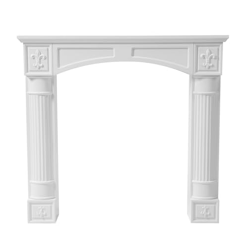 Image of White Fireplace Mantel Surround, Modern Freestanding Surround Mantel for Electric Fireplaces, Waterproof & Anti-Tipping, Grade A MDF Wooden Fireplace Mantel with Legs for Living Room Decor