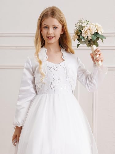 JEYPINMI Kids Satin Bolero Shrug Shawl Tops Flower Girls Wedding Bridesmaid Banquet Formal Dress Cover Up2