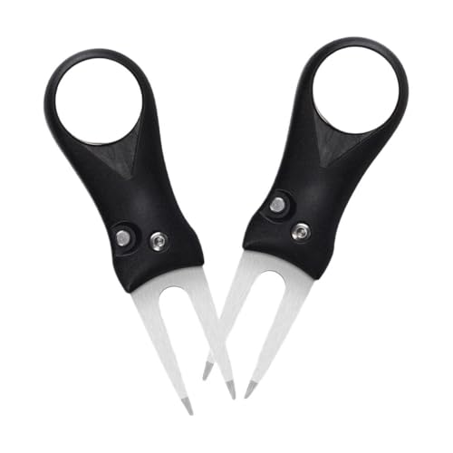 KESYOO 2Pcs Golf Divot Repair Tool Abs Handle Forks with Spring Button for Easy Use Portable and Durable Golf Accessories for Lawn