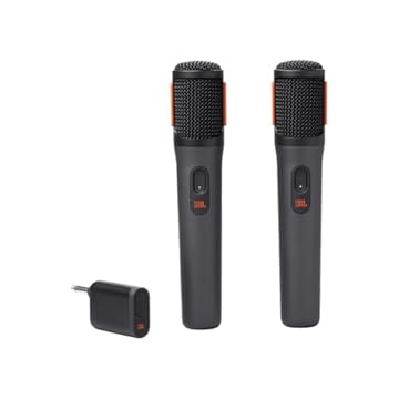 JBL, Microfone Sem Fio, PartyBox Wireless Mic, Par com Receptor - Preto