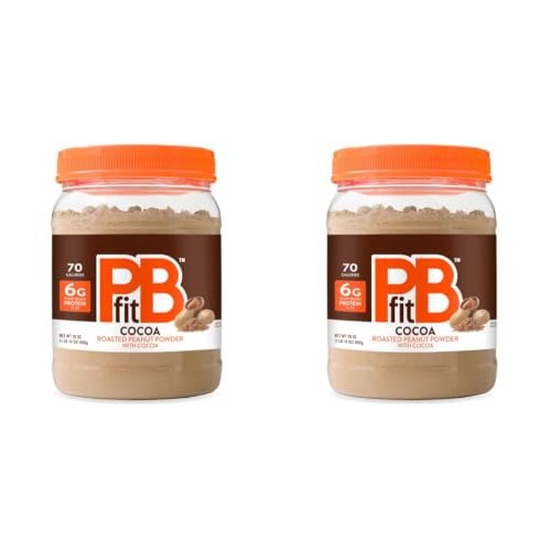 PBfit All-Natural Chocolate Peanut Butter Powder, Extra Chocolatey Powdered Peanut Spread from Real Roasted Pressed Peanuts and Cocoa, 6g of Protein 7% DV (30 oz.) (Pack of 2)