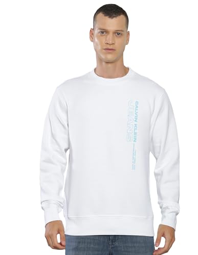 Sweat Calvin Klein outline blanc pour homme en coton premium