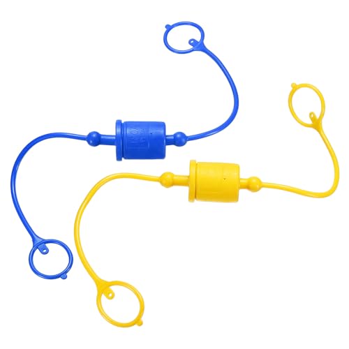 Image of HARFINGTON 2Sets 3 /4 Hydraulic Hose Dust Cap and Plug Kit, ISO-A Male Dust Cap & Female Plug Cover Quick Disconnects Air Coupler Cover Port Plug Fittings with Retention Ring, Blue /Yellow
