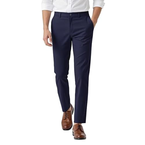 GINGTTO Mens Dress Pants Slim Fit Stretch Slacks for Men Business Casual Formal Pants 28 Blue
